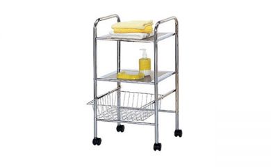 Bathroom Cart, Cart With Wire Basket, Bath Storage
