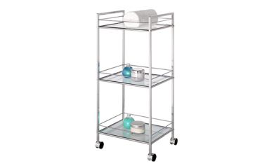 Rolling Bathroom Cart, Glass Storage Trolley, Bathroom Rack With Wheel