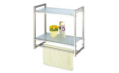 2 Tier Wall Shelf, Glass Towel Rack, Towel Wall Holder