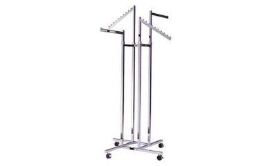 4 Way Garment Rail, Clothes Display Stand, Rolling Display Rail 