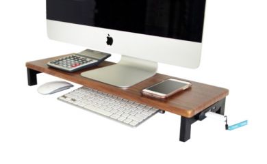 Wood Monitor Riser, Office Monitor Stand, Monitor Riser With USB Hubs