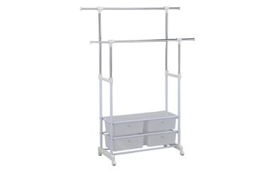 Garment Rack With Drawer, Rolling Clothes Cart, Adjustable Clothes Rack